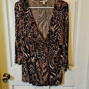 Extra large women's 3 quarter  length sleeve Animsl print top